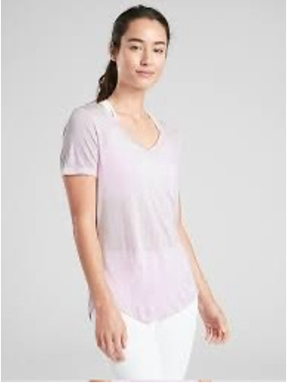 Athleta Breezy Scoop V Tee
Lightweight with linen-like texture size Small Lilac